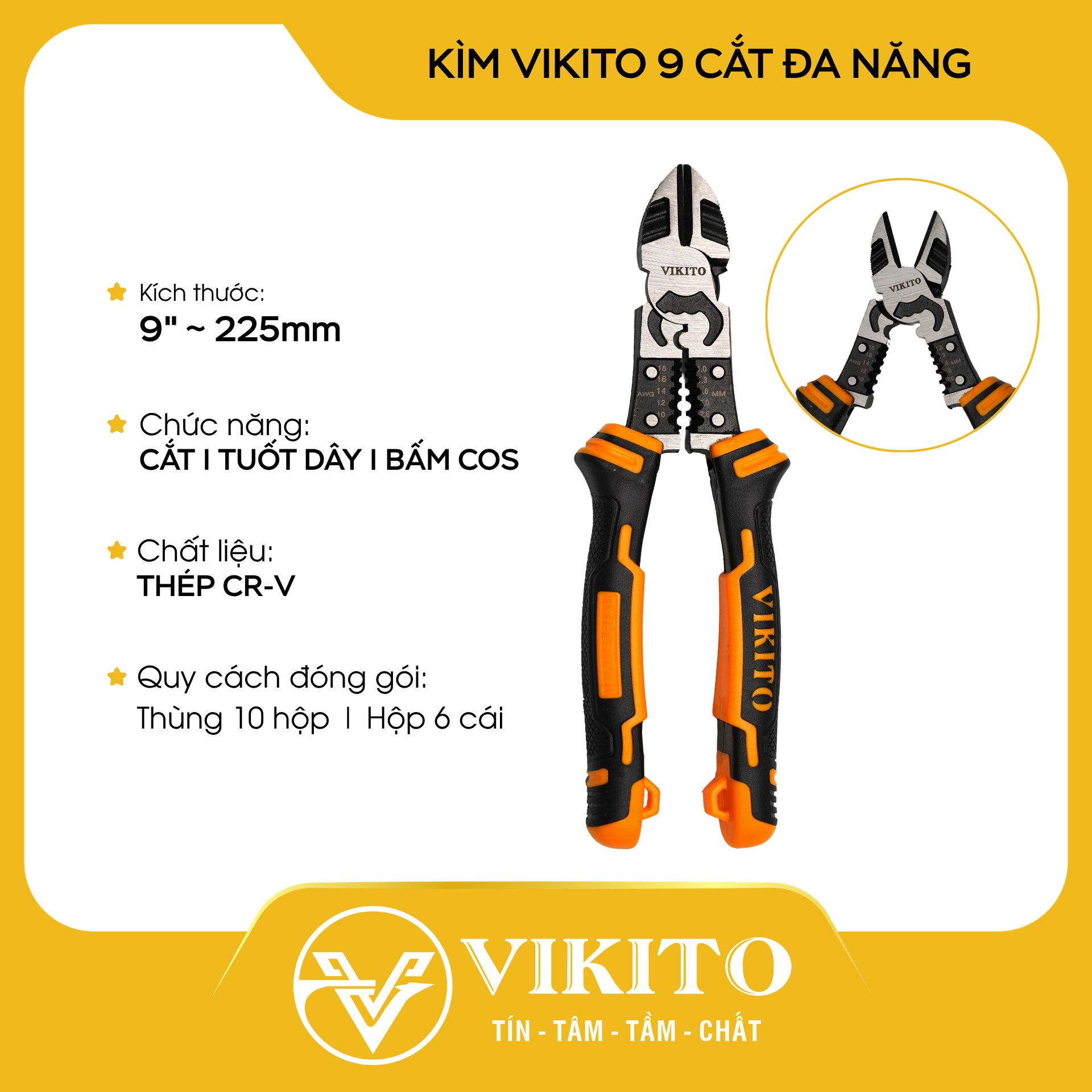 Kìm VIKITO 9 cắt đa năng